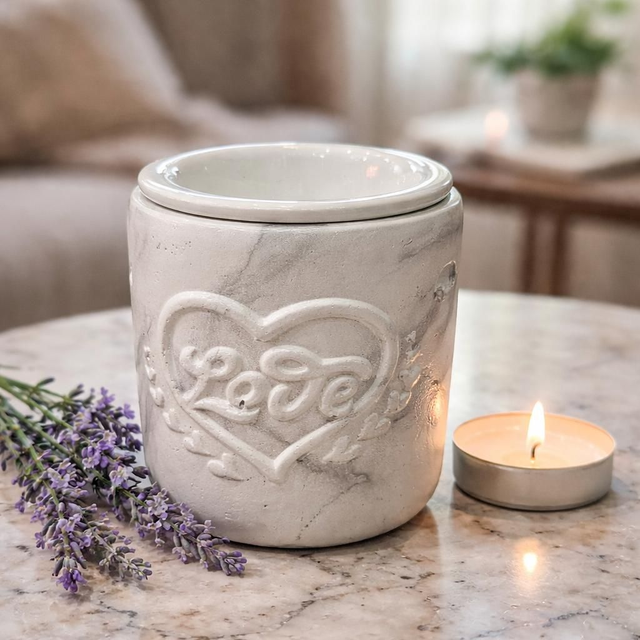 "Love marbré" - Brûleur huile &amp; Fondant - Béton 