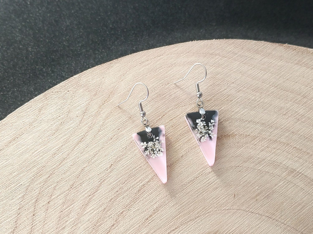 Boucles d'oreilles aux mille-fleurs marbrées