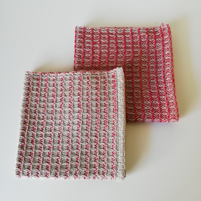 Lot de 2 lavettes en coton-lin bio tissées main - 30x30cm 