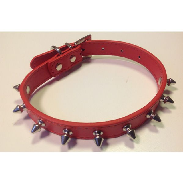 Halsband met spikes rood S/M