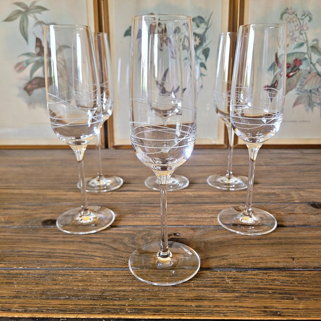 X Flûtes à champagne Guy Degrenne en cristallin modèle Galatée