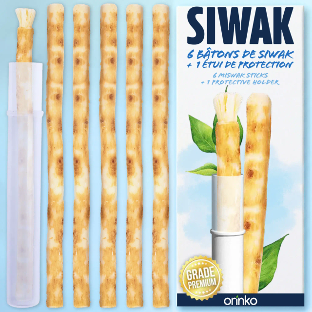 Bâtons de Siwak (Miswak) x6 + 1 étui de protection / Orinko