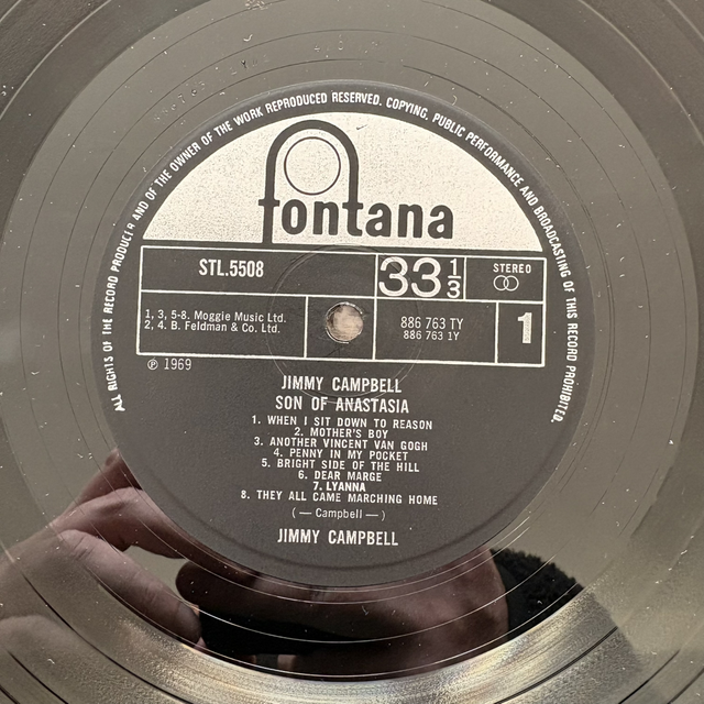 Jimmy Campbell Son Of Anastasia 1969 LP Vinyl Record Fontana Rock