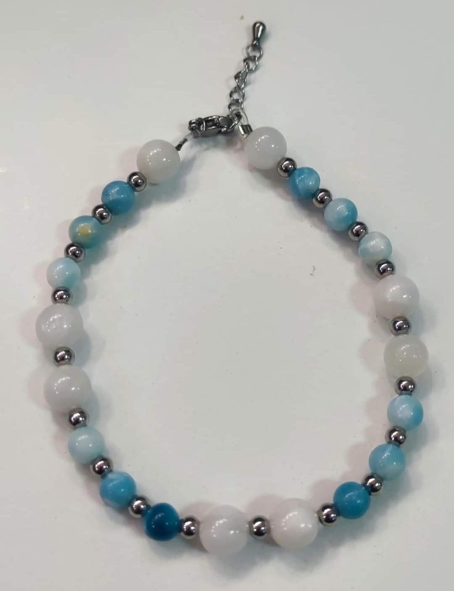 Bracelet Larimar et pierre de lune