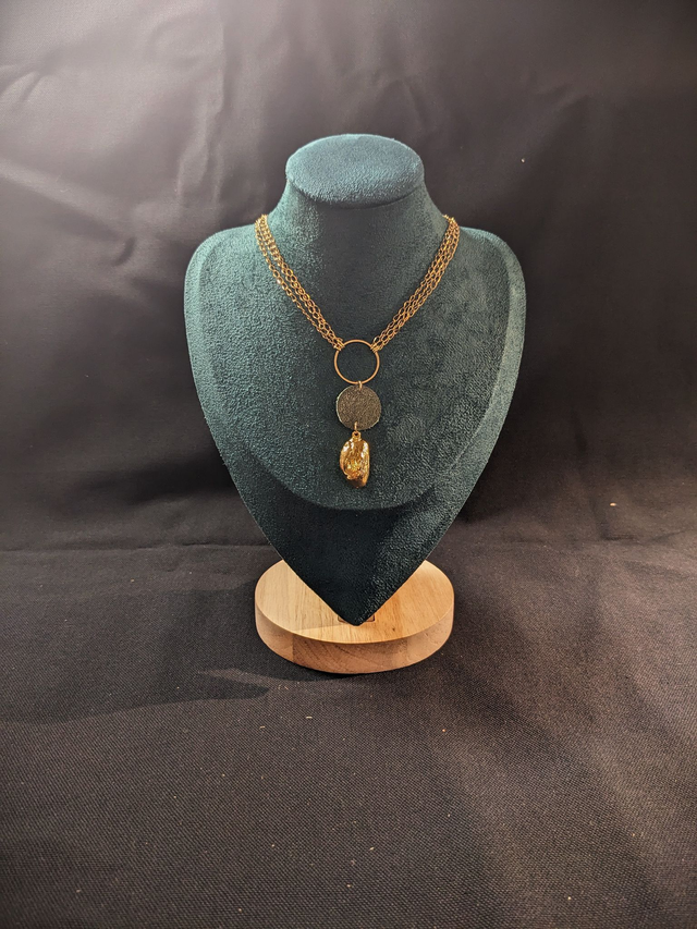 L'Amelo - Ras du Cou Amande Or 24k, Cuir