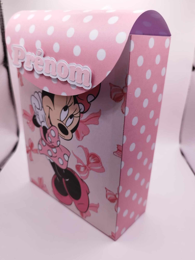 Sac cadeau forme cartable thème "Minnie rose"