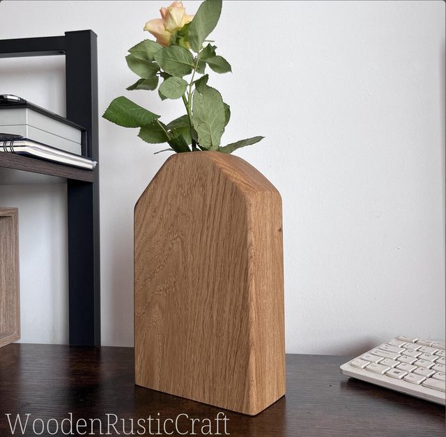Handmade Solid English Oak Bud Vase