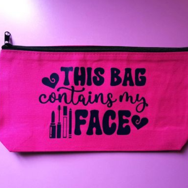 This Bag Contains My Face Make-Up Bag - Canvas Make-Up Bag - Cosmetic Bag - 5 Colours To Choose From