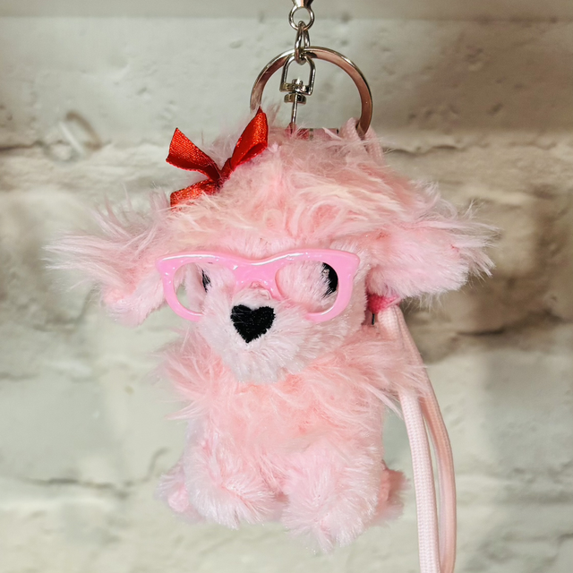 Pink Hairy Poodle with spectacles &amp; additional lipgloss/balm holder