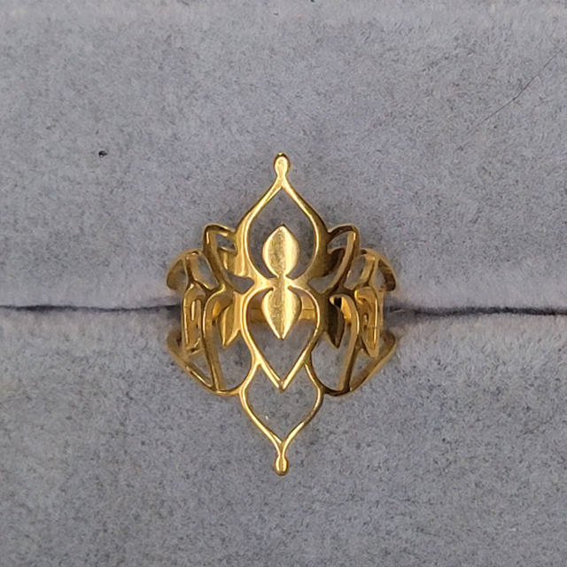 Bague ajustable acier inoxydable doré Lotus 1