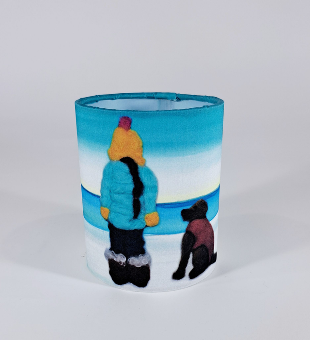 Beach in all weathers - snow and dog tealight holder   
