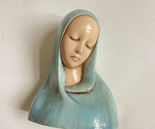 Mutter Gottes / Madonna blau glasiert signiert