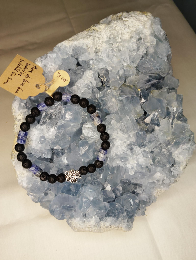 N14 Pierre De Lave/sodalite/breloque trèfle 