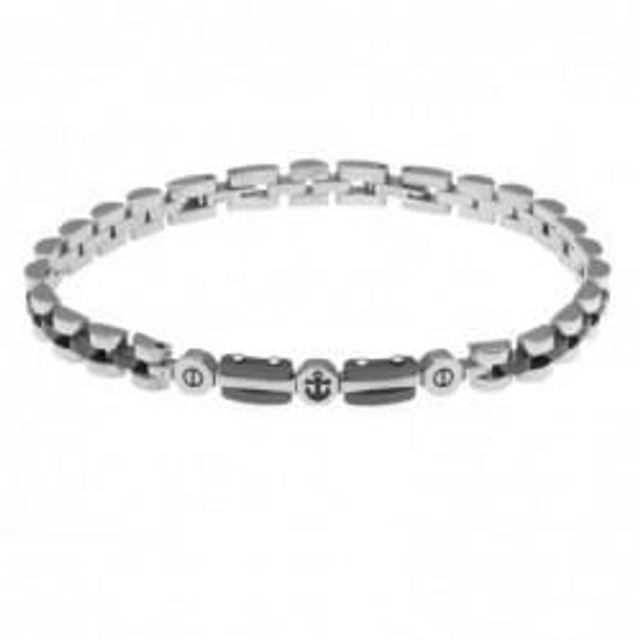 Bracciale uomo in acciaio e ceramica con ancora