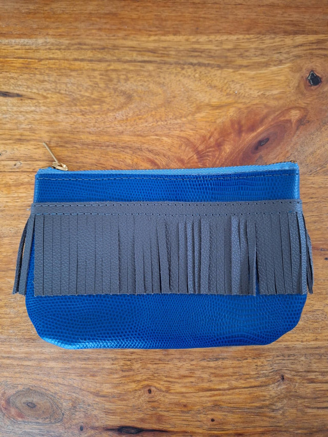 Trousse bleu à  franges