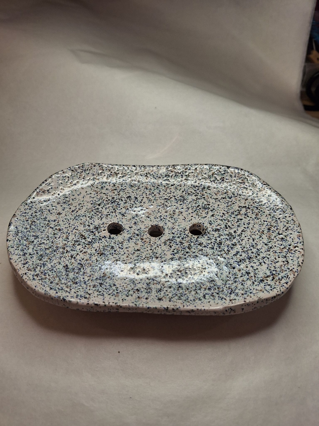 Porte savon blanc moucheté