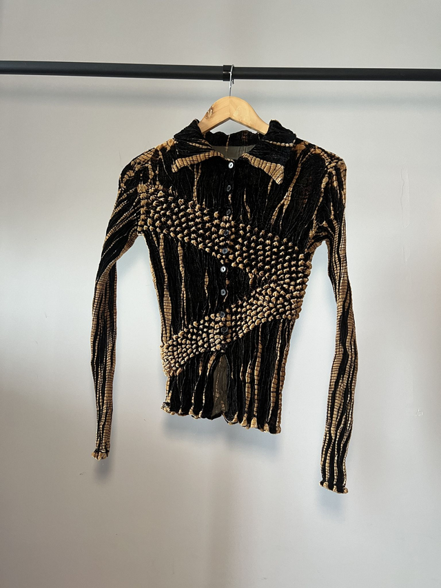 Pleated velvet shirt #0061 