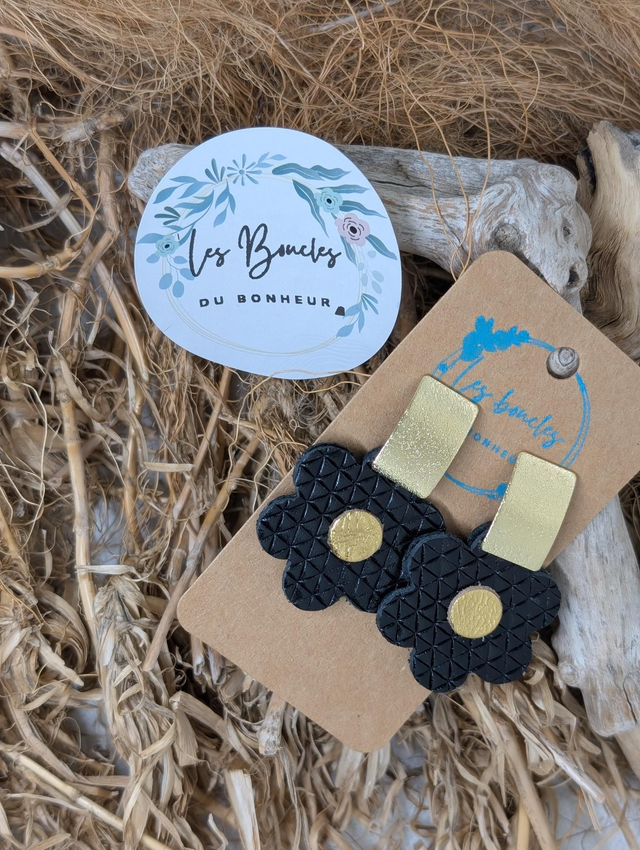 Boucles d&#039;oreilles Baby Coquette noir doré bc004