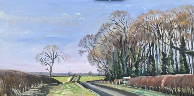 Kipling Cotes Derby, finishing post. Oil on stretched canvas 50x100cm.
