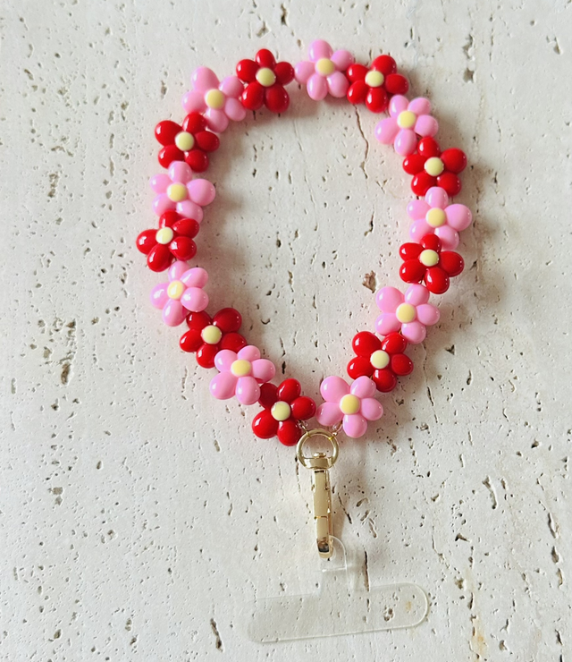 Bloemen Telefoonkoort rood/roze