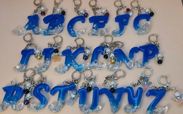 Anhänger Blau-Silber Glitter