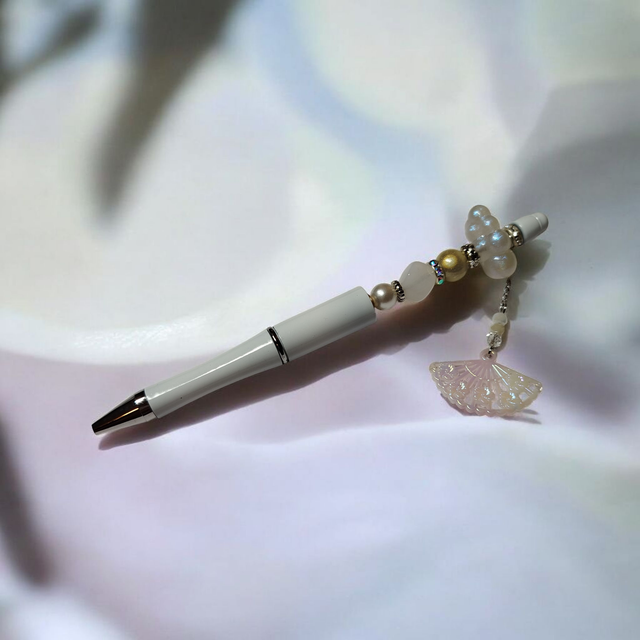 Stylo perles blanc