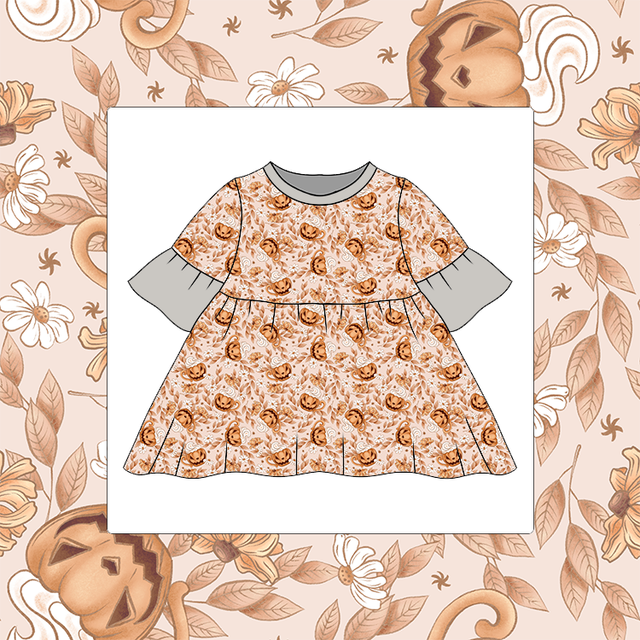 Pumpkin Spice Latte Bell Sleeve Dress