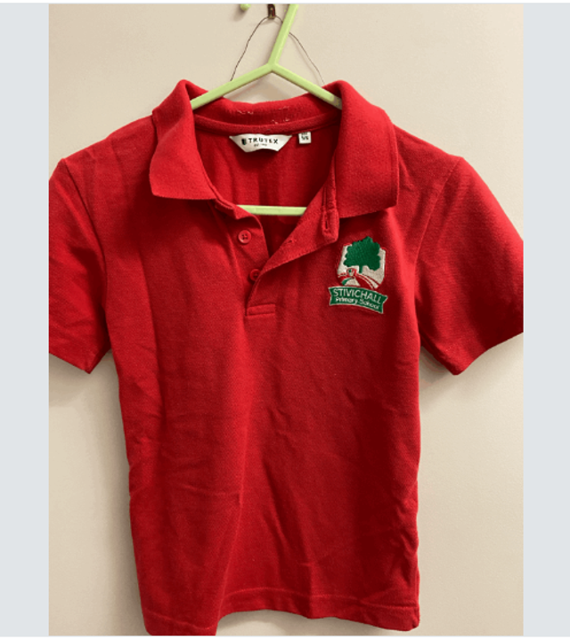 Preloved Stivichall Primary School Polo T-shirt Red