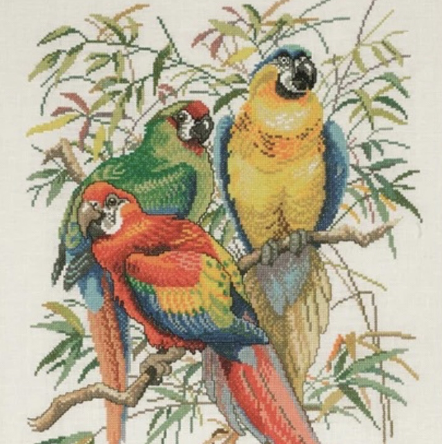 Permin Parrots Counted Cross Stitch Kit by Permin of Copenhagen