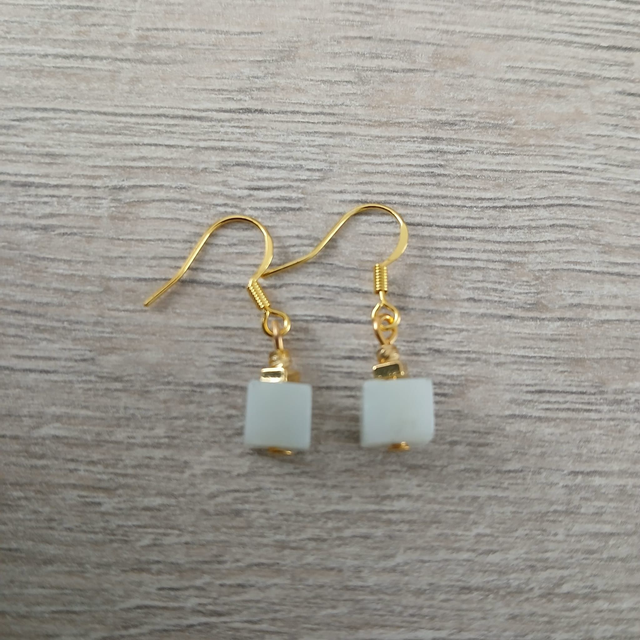 Oorbellen – Amazoniet – goudkleurig RVS (1.274)