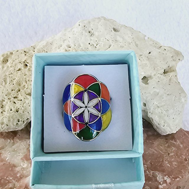 Bague graine de vie 7 chakras