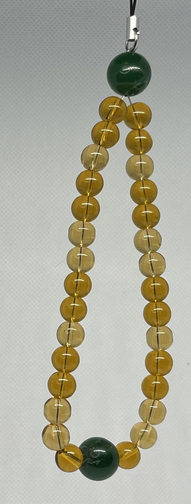 🌟 Bijou de téléphone en perles de verre jaune, orange - Pierres naturelles