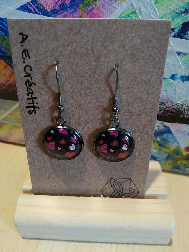 Boucles D&#039;oreilles Cabochons Coeur 