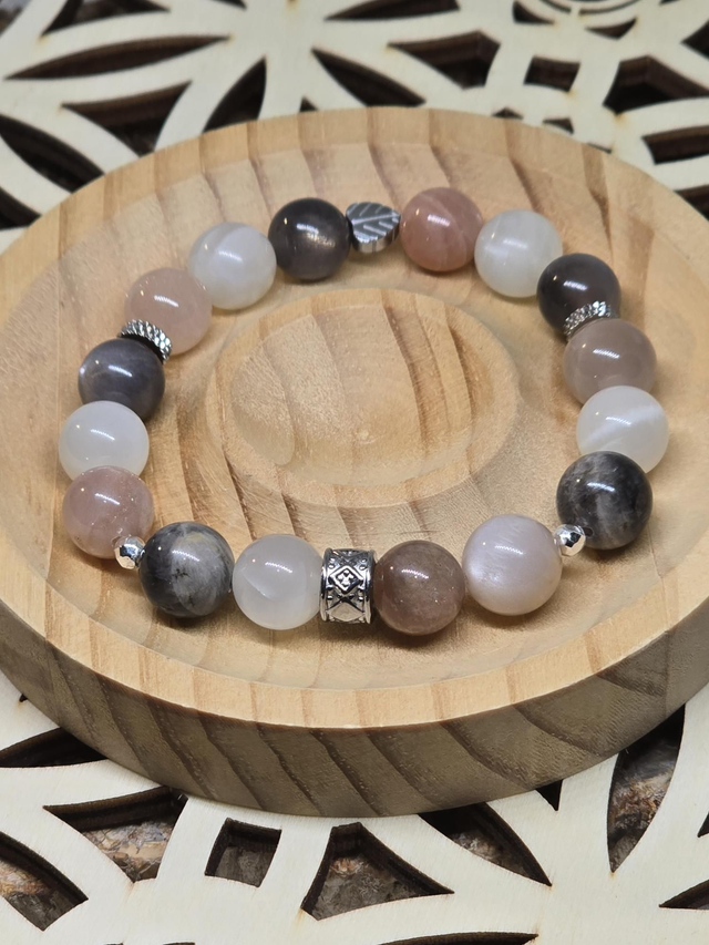 Bracelet Pierre de lune multicolore 1 cm