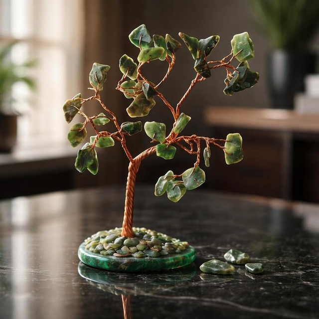 Arbre "Aventurine" sur agate