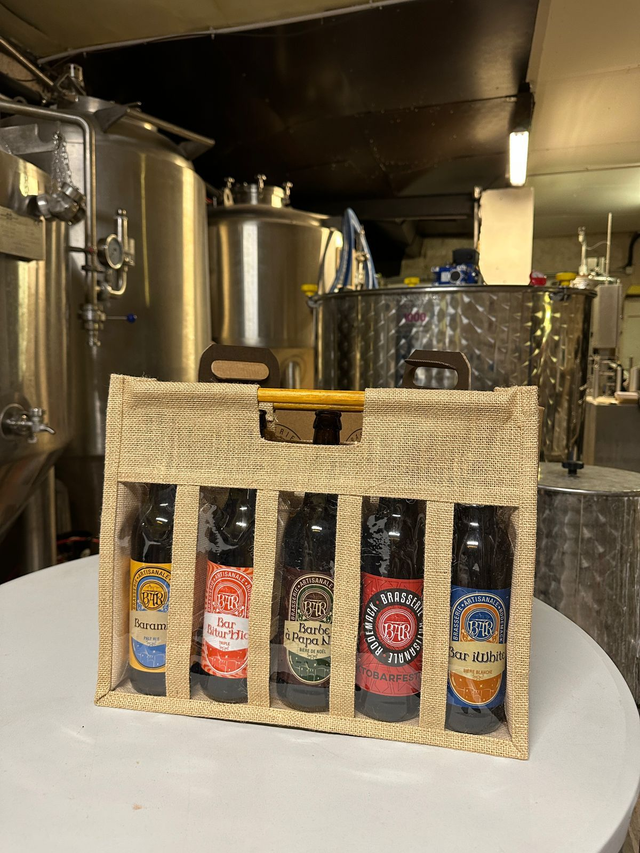 Coffret toile de jute - 5 bouteilles 50 cl