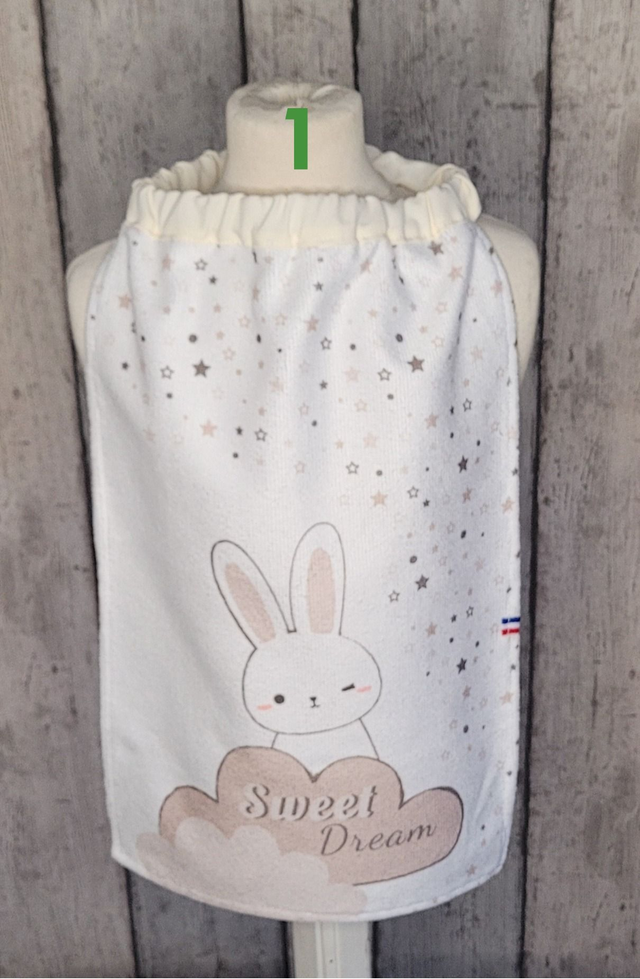 Bavoir - serviette de table tours de cou élastique - Lapin rêveur