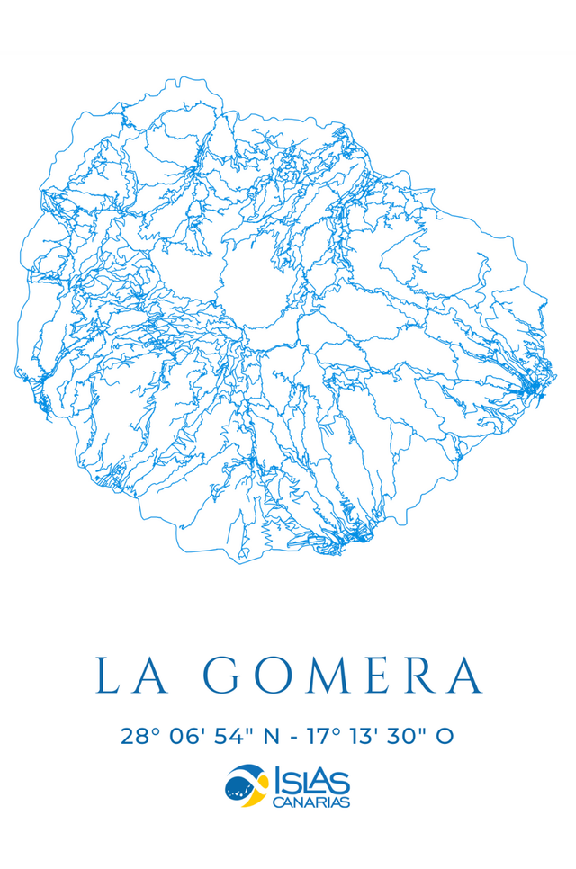 Lámina de La Gomera con sus coordenadas