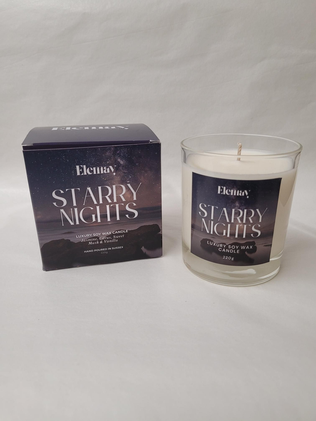 Starry Nights Refillable Glass Jar Soy Wax Candle - ES-001