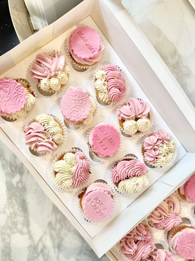 Pink Rokha Engagement Cupcakes