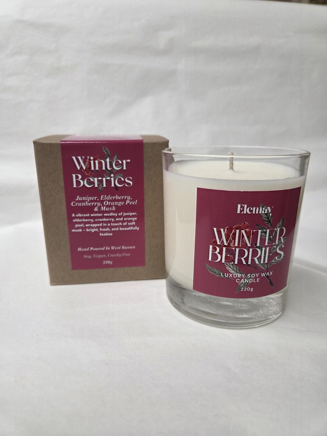 Winter Berries Refillable Glass Jar Soy Wax Candle - ES-024