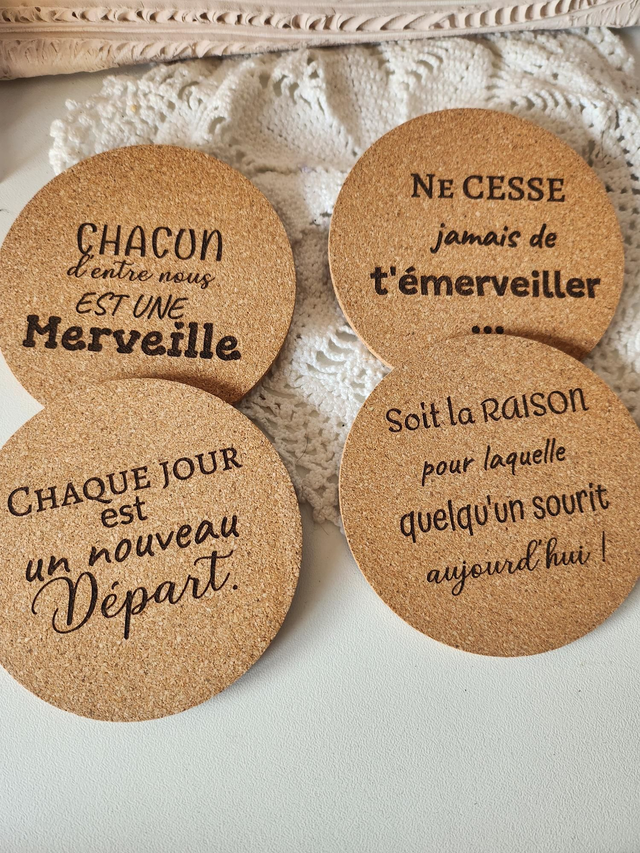 Sous verre liège messages positifs