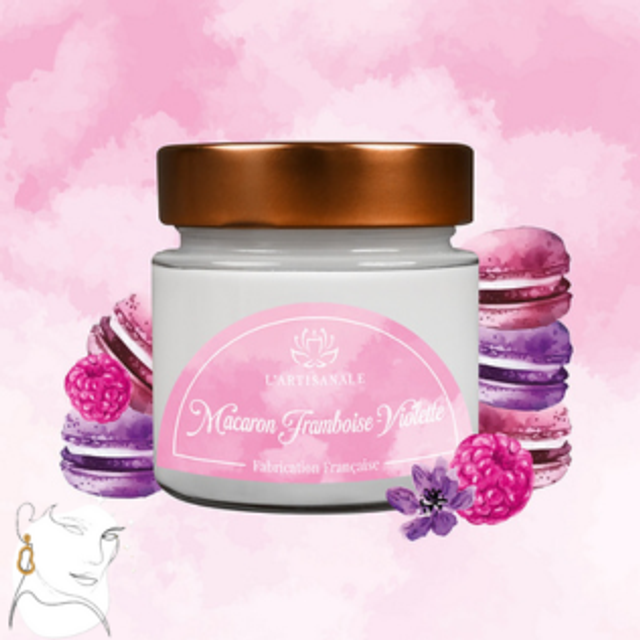 Bougie Macaron Framboise Violette