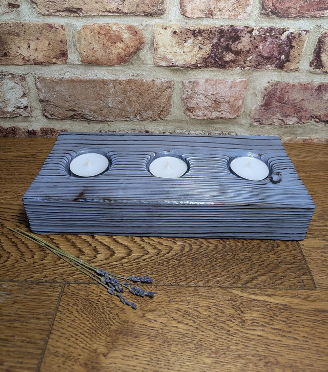 Charred Candle Holder (Yakisugi) - Slate Blue