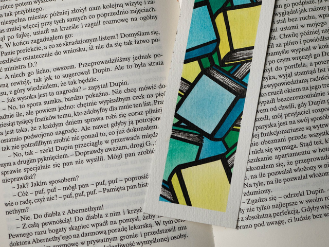 KSIĄŻKI zakładka do książki, ręcznie malowana akwarela