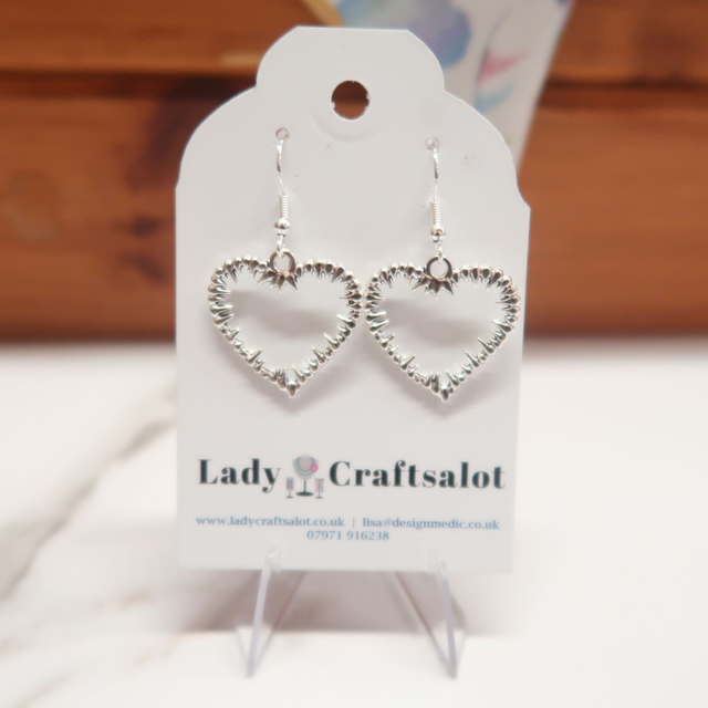 Silver Edged Heart Earrings