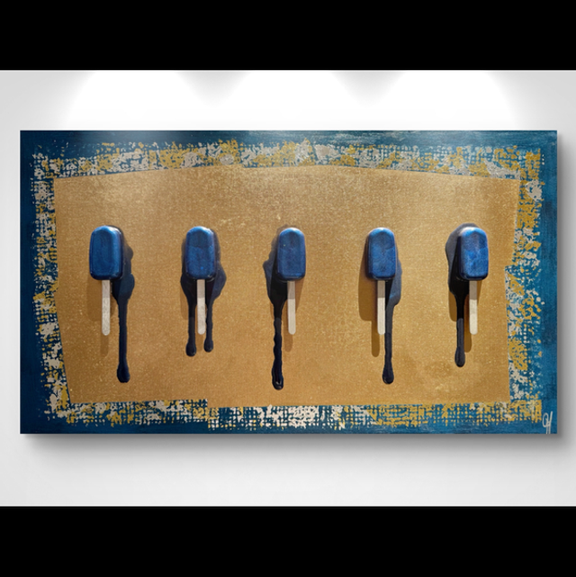 Collection Ice n*5 - Bleu d’Or et d’argent - 40x70 cm