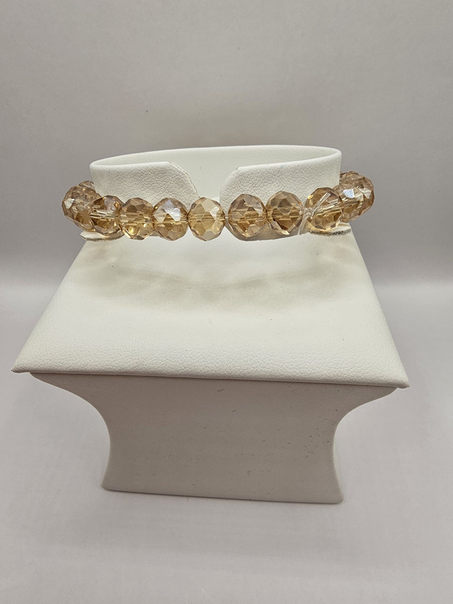 Champagne Faceted Glass Bead Bracelet.