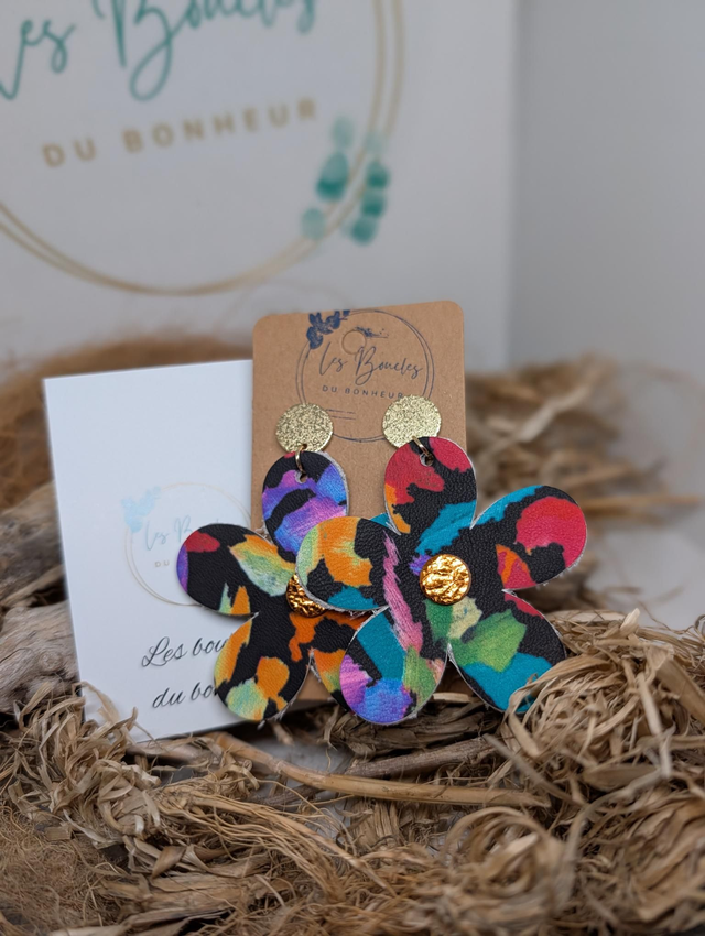 Boucles d'oreilles Marguerite multicolore m625
