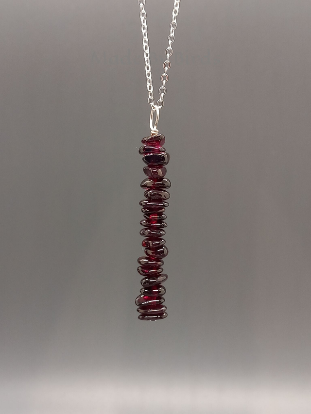 Garnet Chip Beads Sterling silver Necklace & Earrings Set
